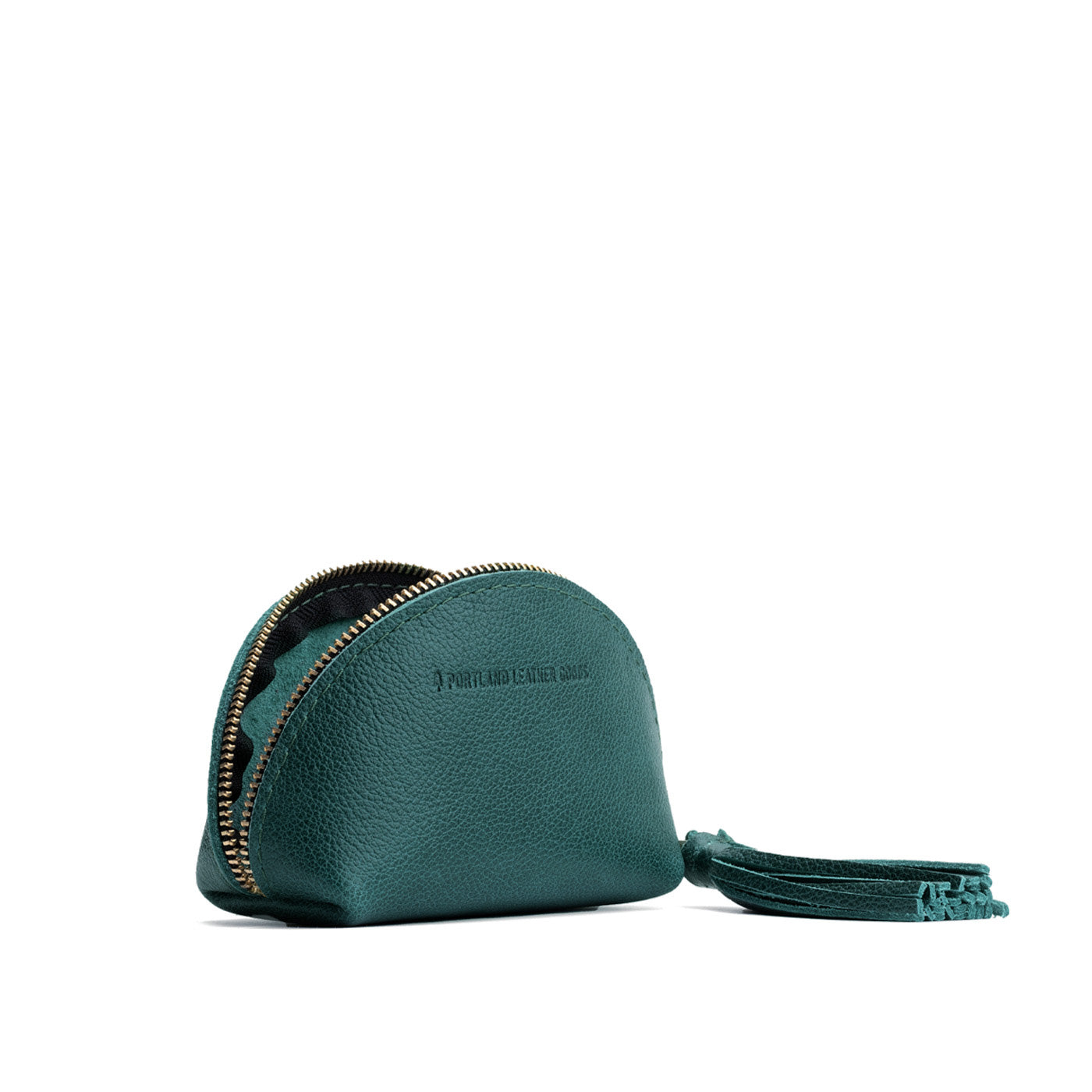 Sea Glass | Small leather zippered pouch with tassel
