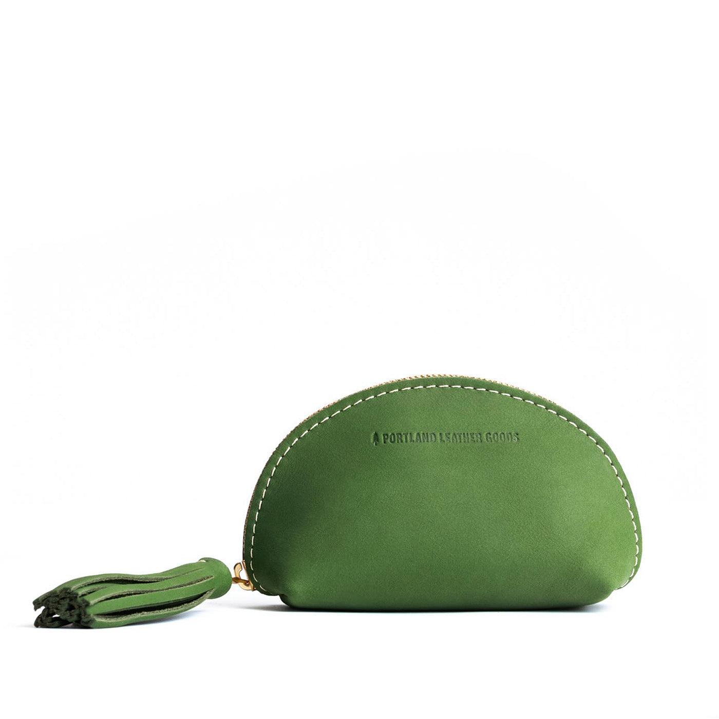 Succulent | Small leather zippered pouch with tassel