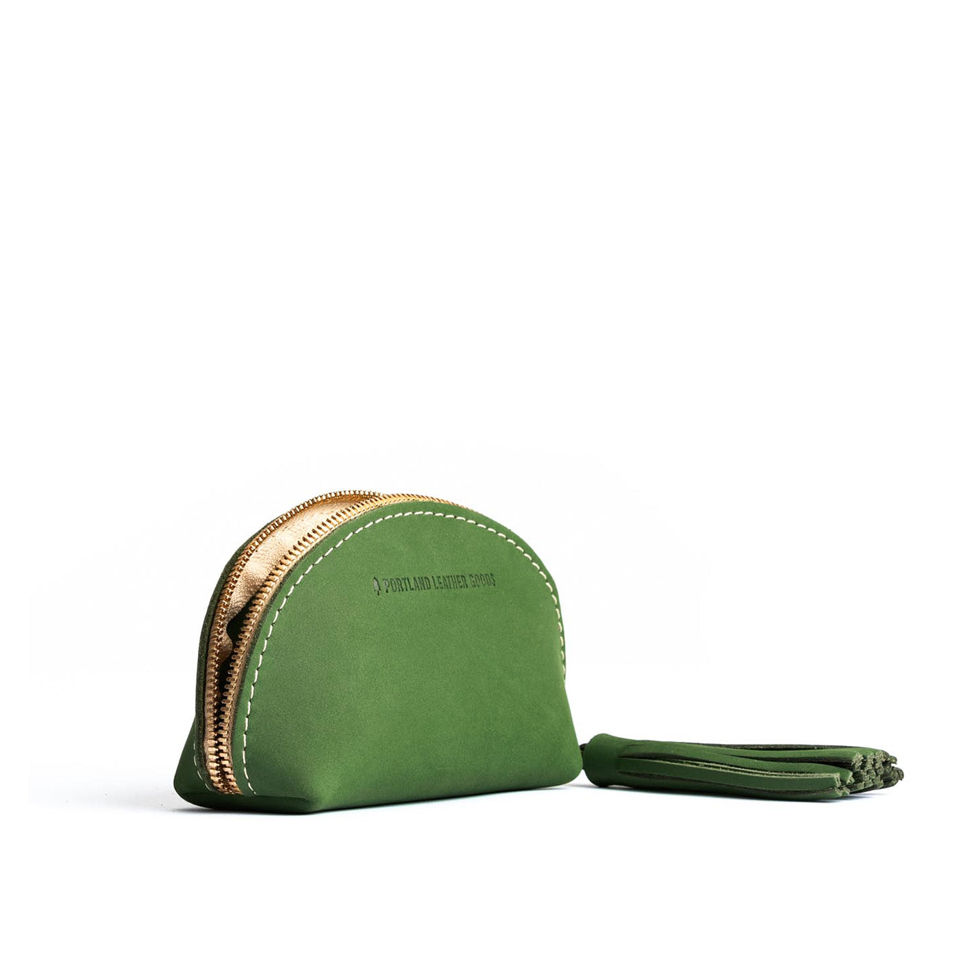 Succulent | Small leather zippered pouch with tassel
