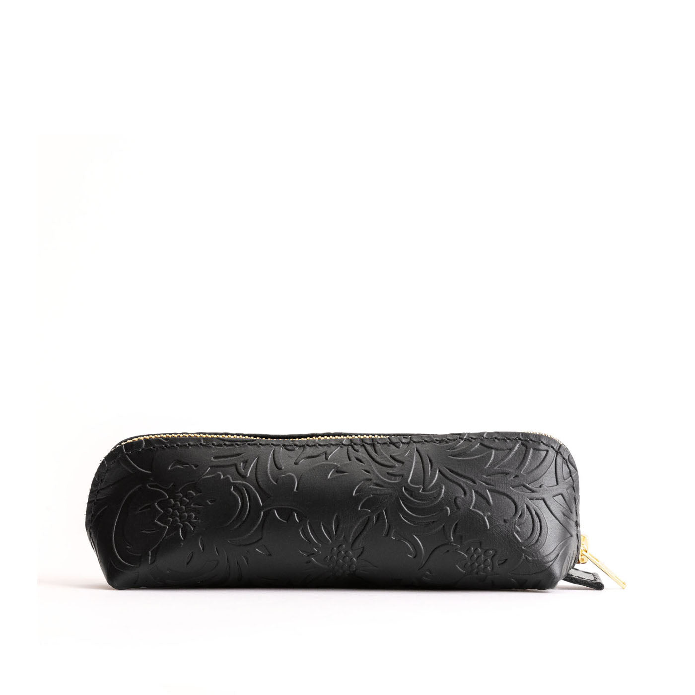 All Color: Dahlia | Leather pouch with curved seams and top zipper