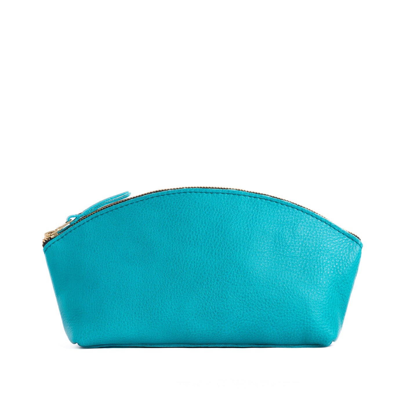 Baja*Total Eclipse | Spacious leather makeup bag with curved seams and top zipper