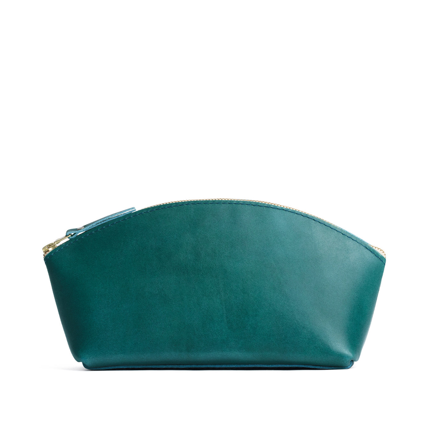 Caribbean*Total Eclipse | Spacious leather makeup bag with curved seams and top zipper