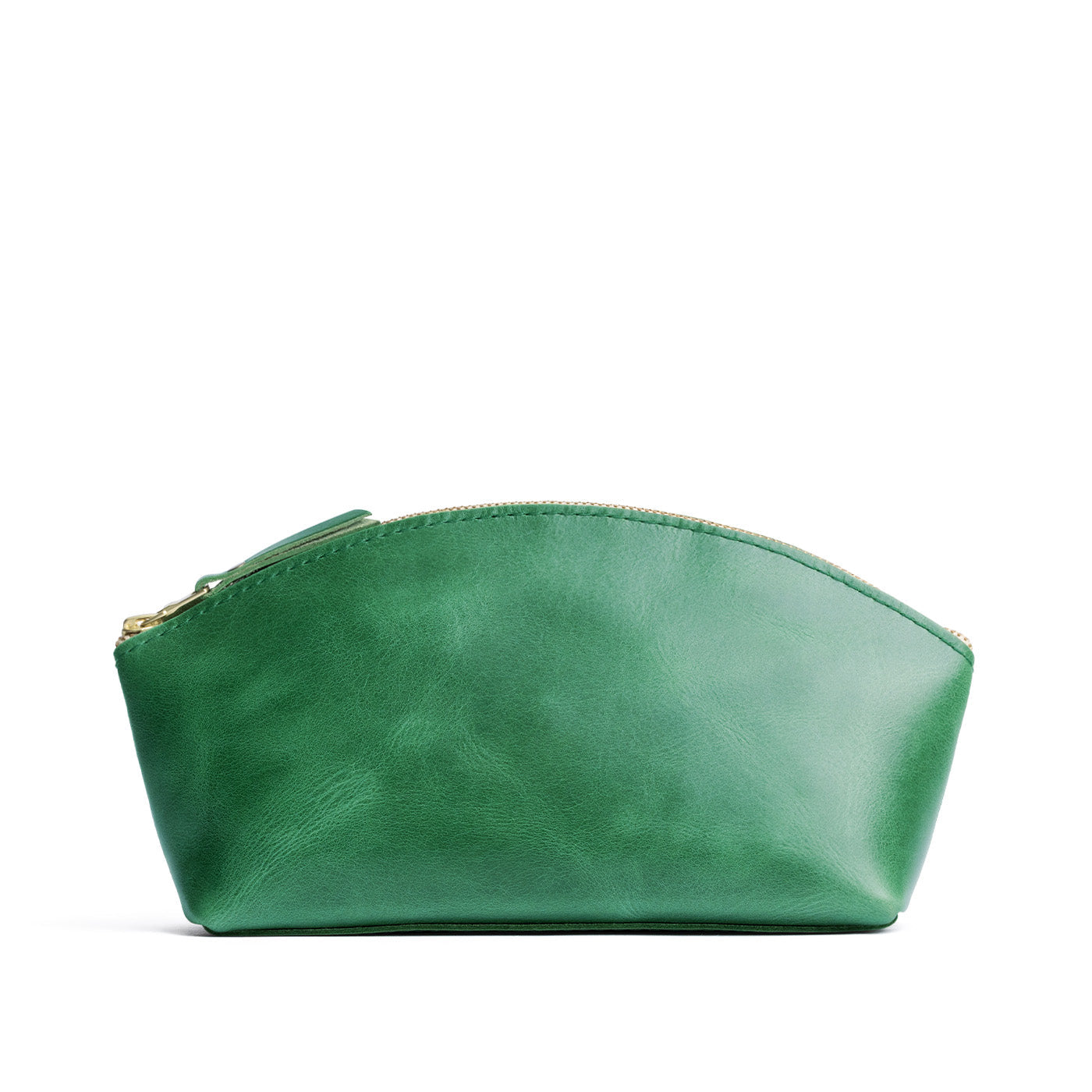 Cowboy Mint*Total Eclipse | Spacious leather makeup bag with curved seams and top zipper