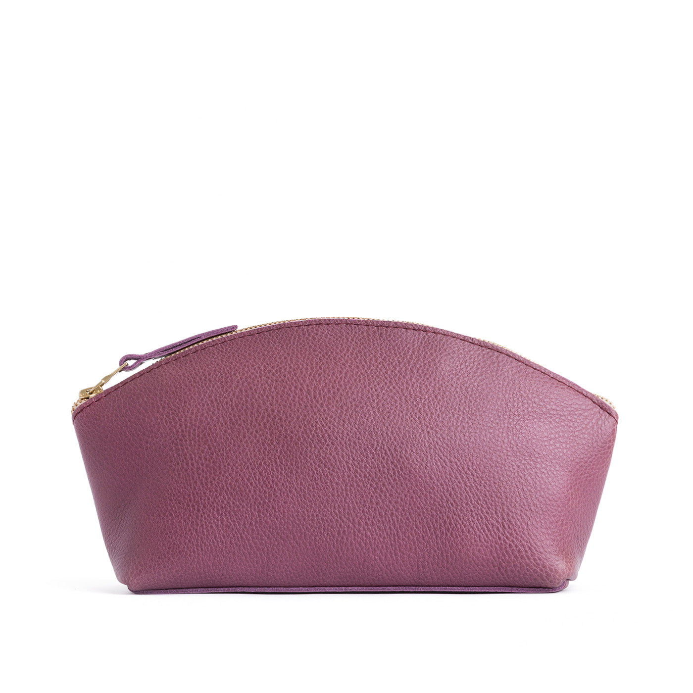 Kyoto*Total Eclipse | Spacious leather makeup bag with curved seams and top zipper