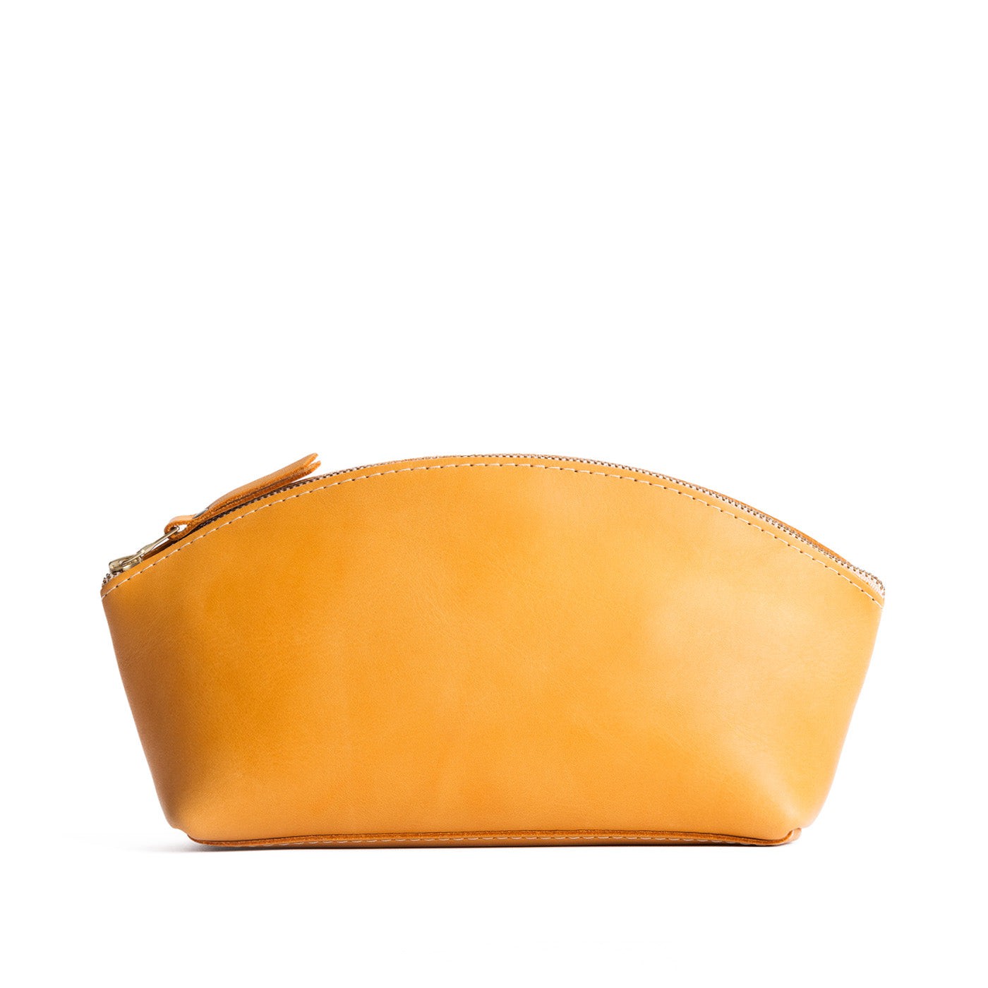 Sunflower*Total Eclipse | Spacious leather makeup bag with curved seams and top zipper