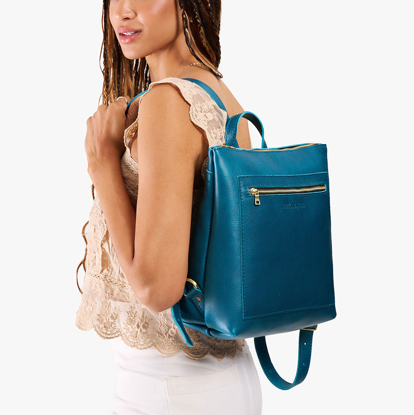 Planetary*Large | Square slim leather tote backpack