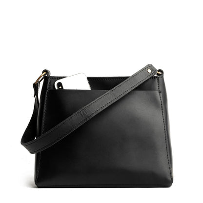 Black*Small | Triangular shoulder bag with antiqued brass finished hardware