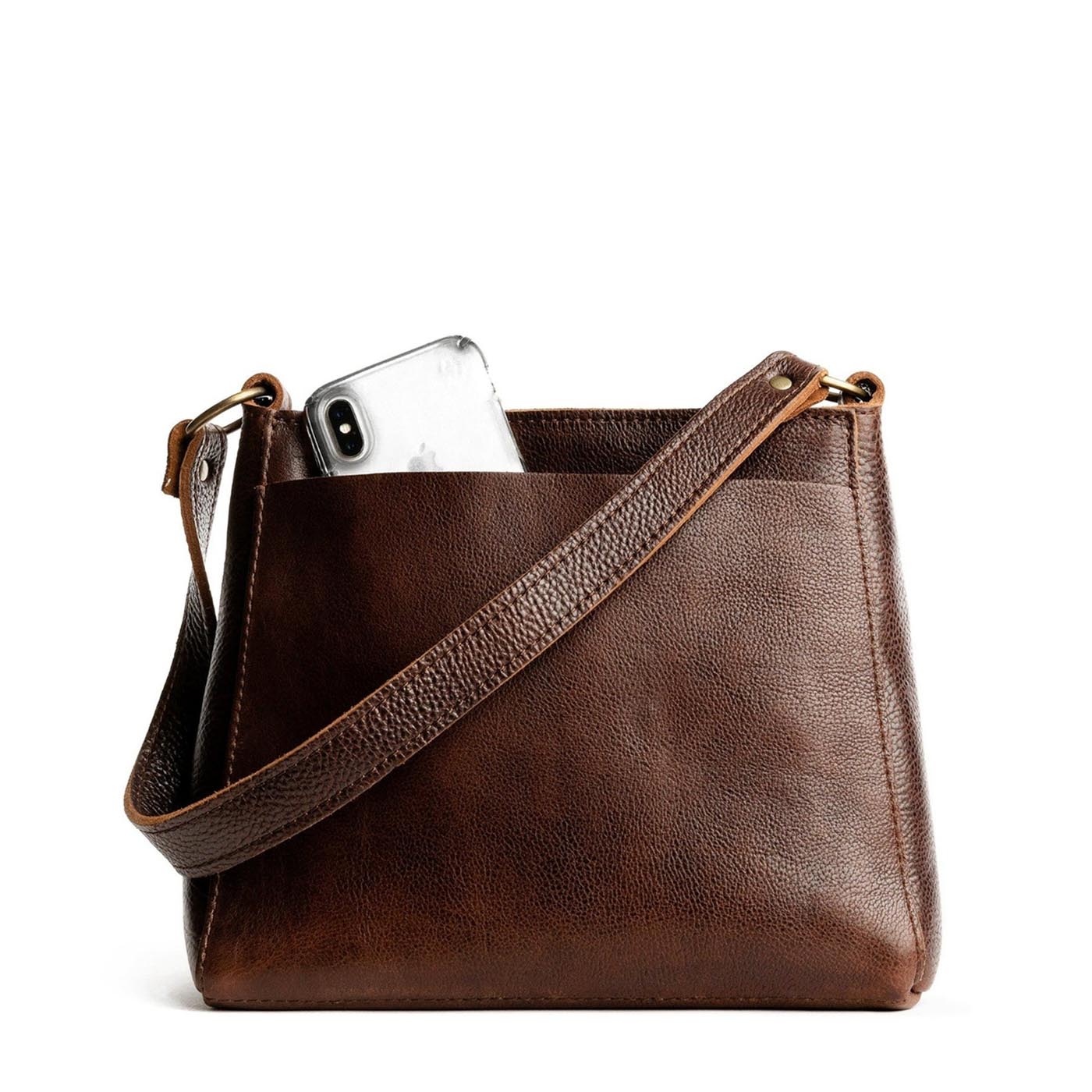 Coldbrew*Small | Triangular shoulder bag with antiqued brass finished hardware