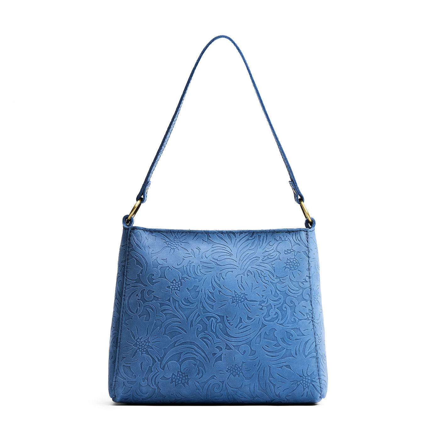 Cornflower | Triangular shoulder bag with antiqued brass finished