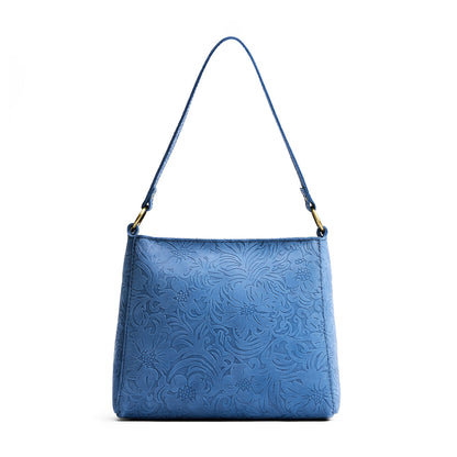 Cornflower | Triangular shoulder bag with antiqued brass finished