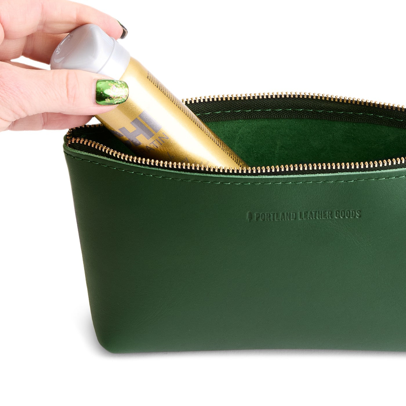 Aruba | Leather utility bag pouch with top zipper