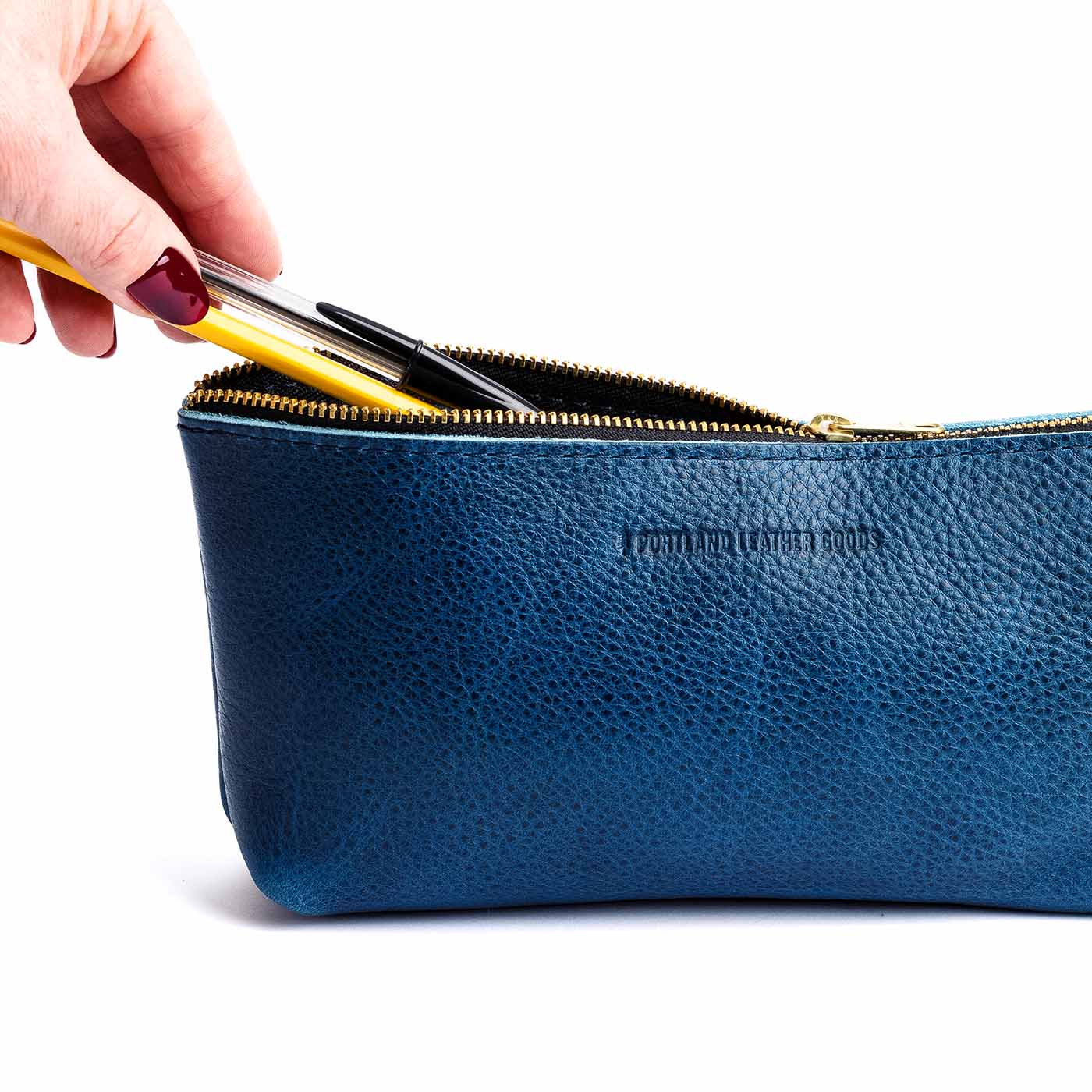 Caspian | Leather utility bag pouch with top zipper