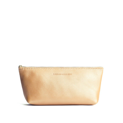 Champagne | Leather utility bag pouch with top zipper