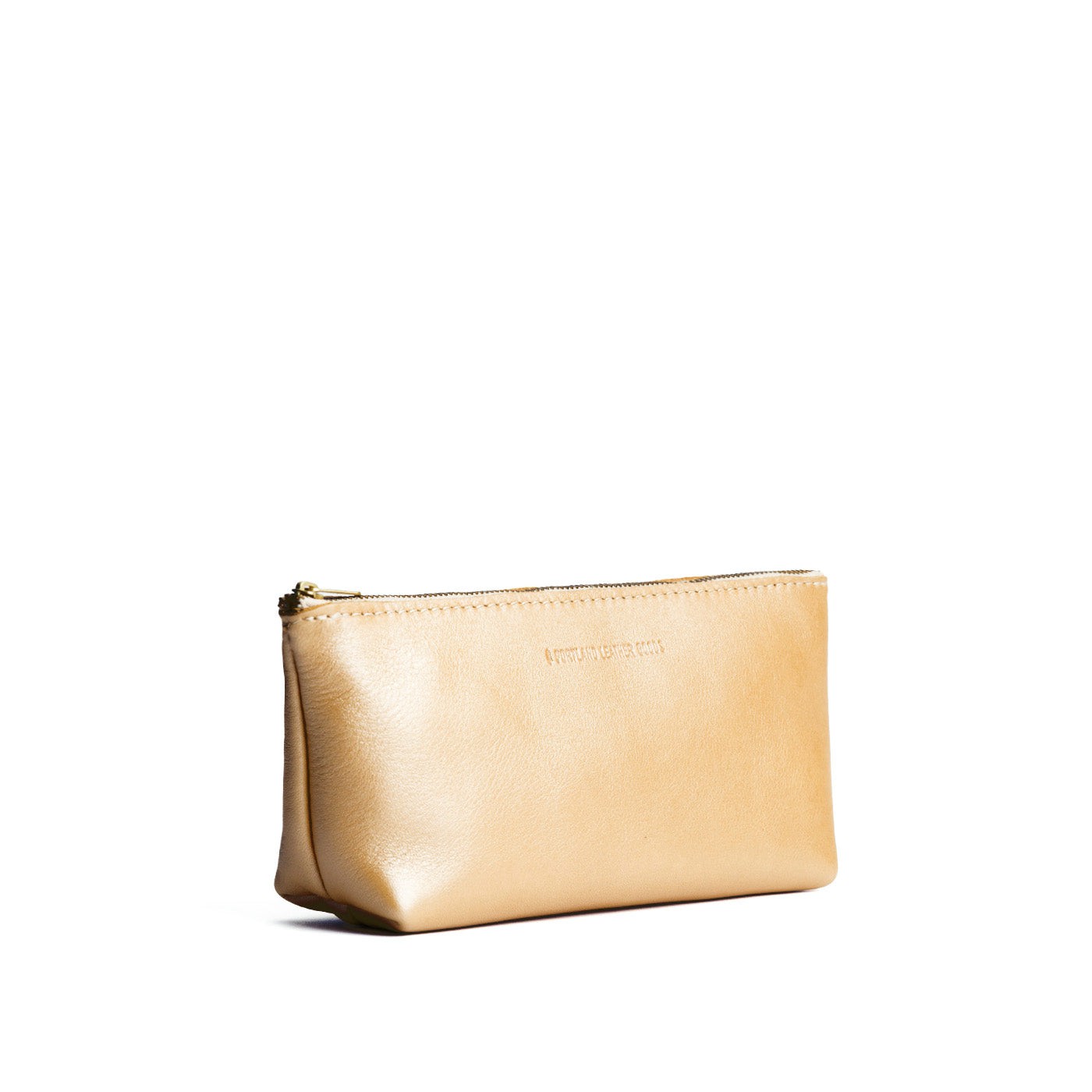 Champagne | Leather utility bag pouch with top zipper