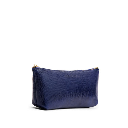 Cobalt | Leather utility bag pouch with top zipper