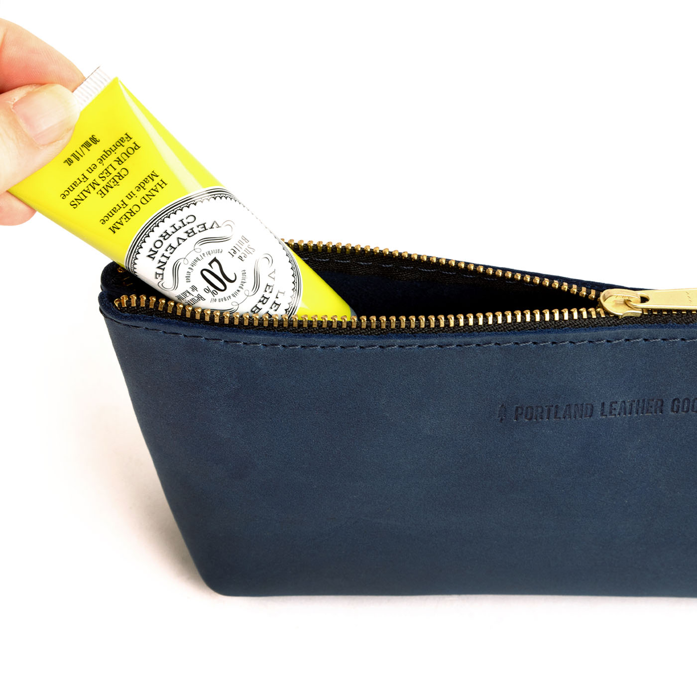 Deep Water | Leather utility bag pouch with top zipper