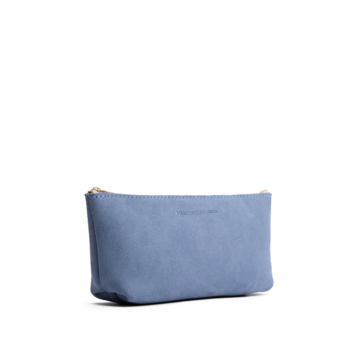 Denim | Leather utility bag pouch with top zipper