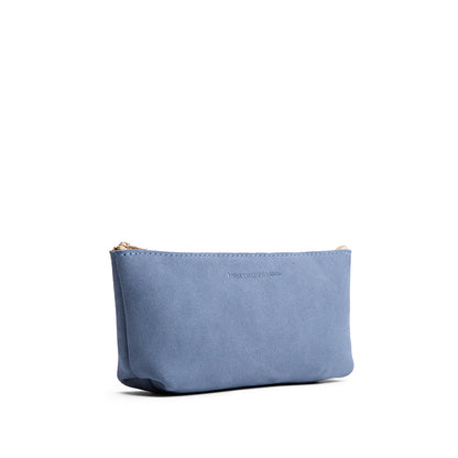 Denim | Leather utility bag pouch with top zipper