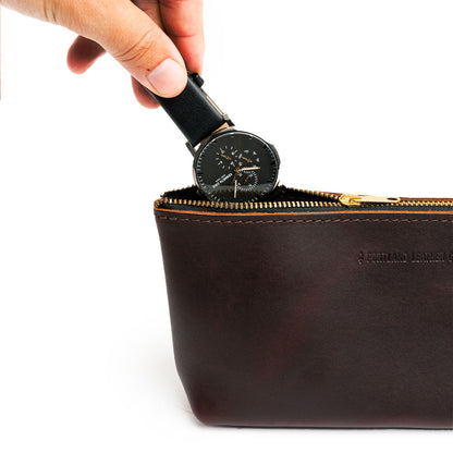 Grizzly | Leather utility bag pouch with top zipper