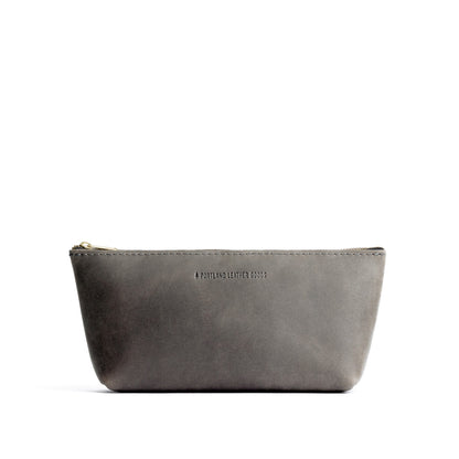 Groupie Grey | Leather utility bag pouch with top zipper
