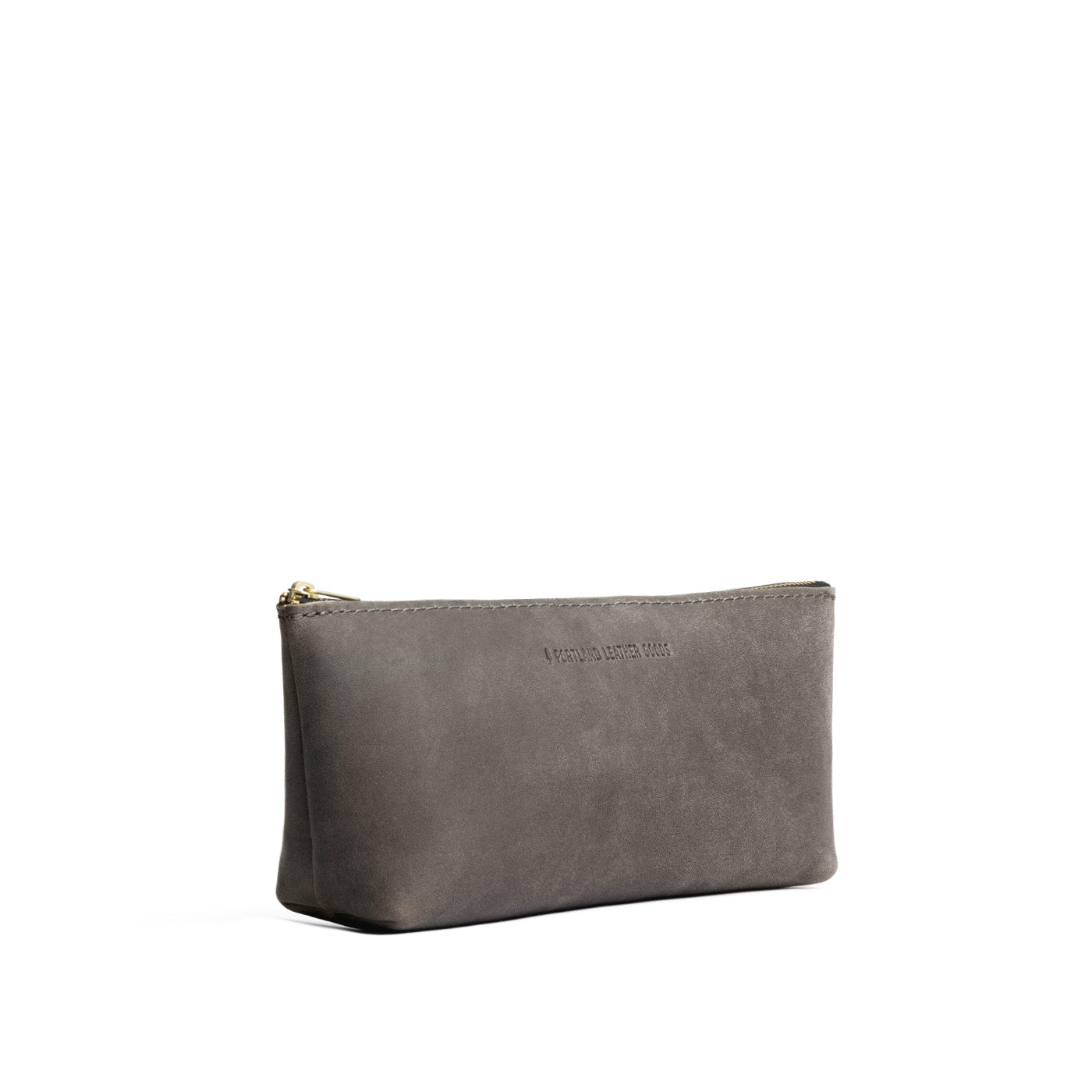 Groupie Grey | Leather utility bag pouch with top zipper