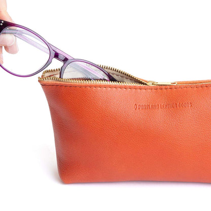 Koi | Leather utility bag pouch with top zipper