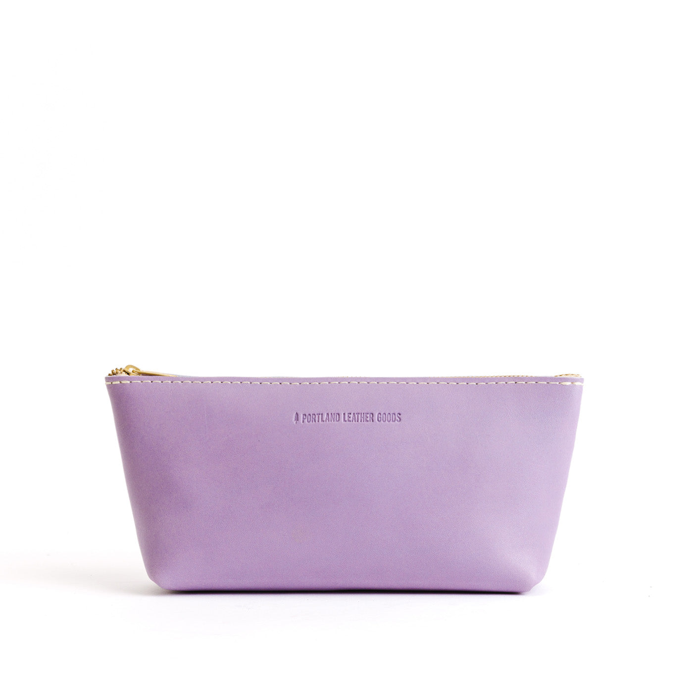 Lavender | Leather utility bag pouch with top zipper