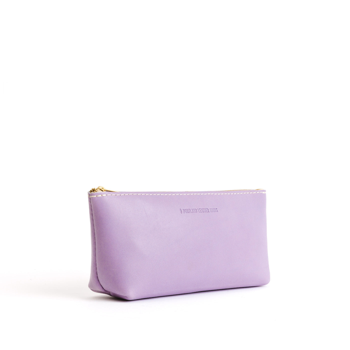 Lavender | Leather utility bag pouch with top zipper