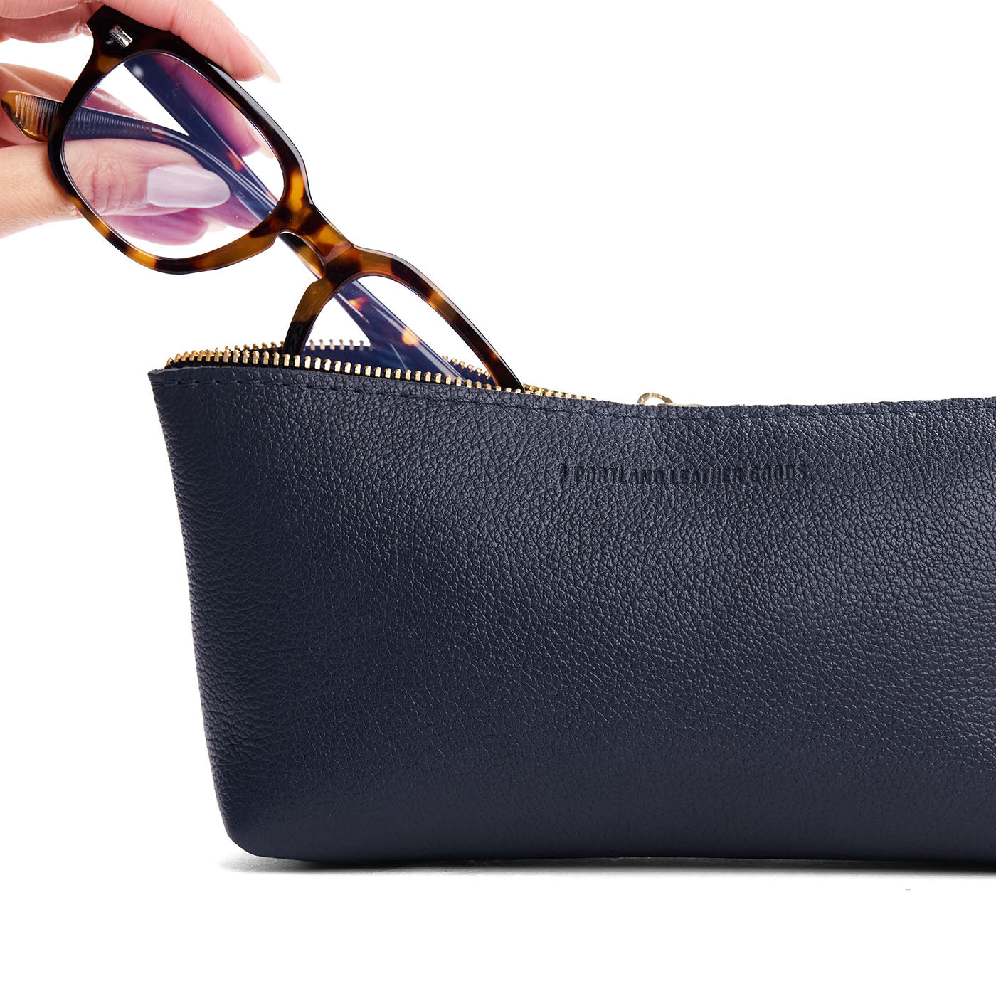 Night Owl | Leather utility bag pouch with top zipper