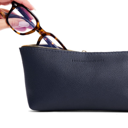 Night Owl | Leather utility bag pouch with top zipper