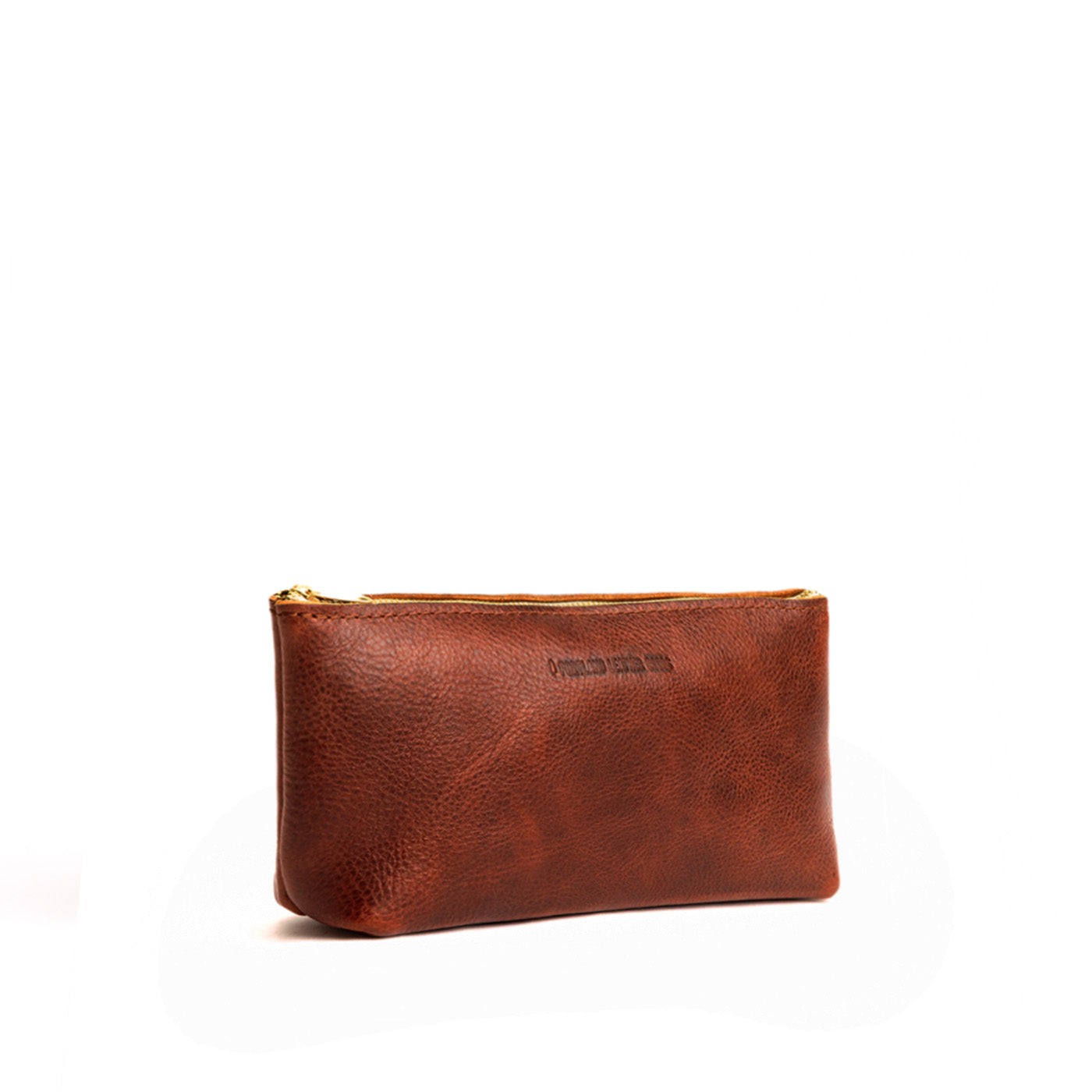 Nutmeg | Leather utility bag pouch with top zipper