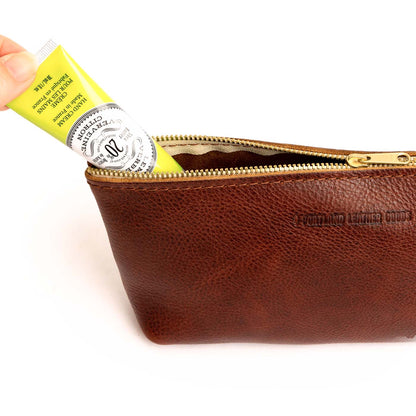Nutmeg | Leather utility bag pouch with top zipper