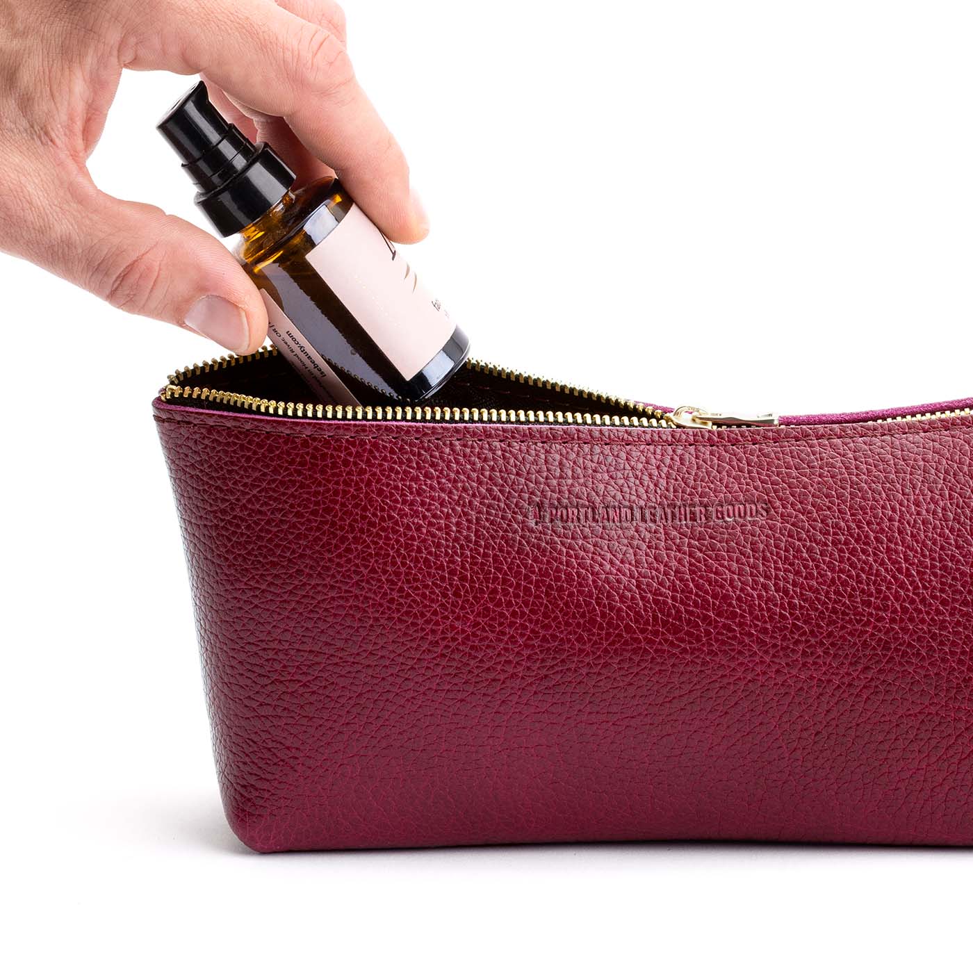 Orchid | Leather utility bag pouch with top zipper