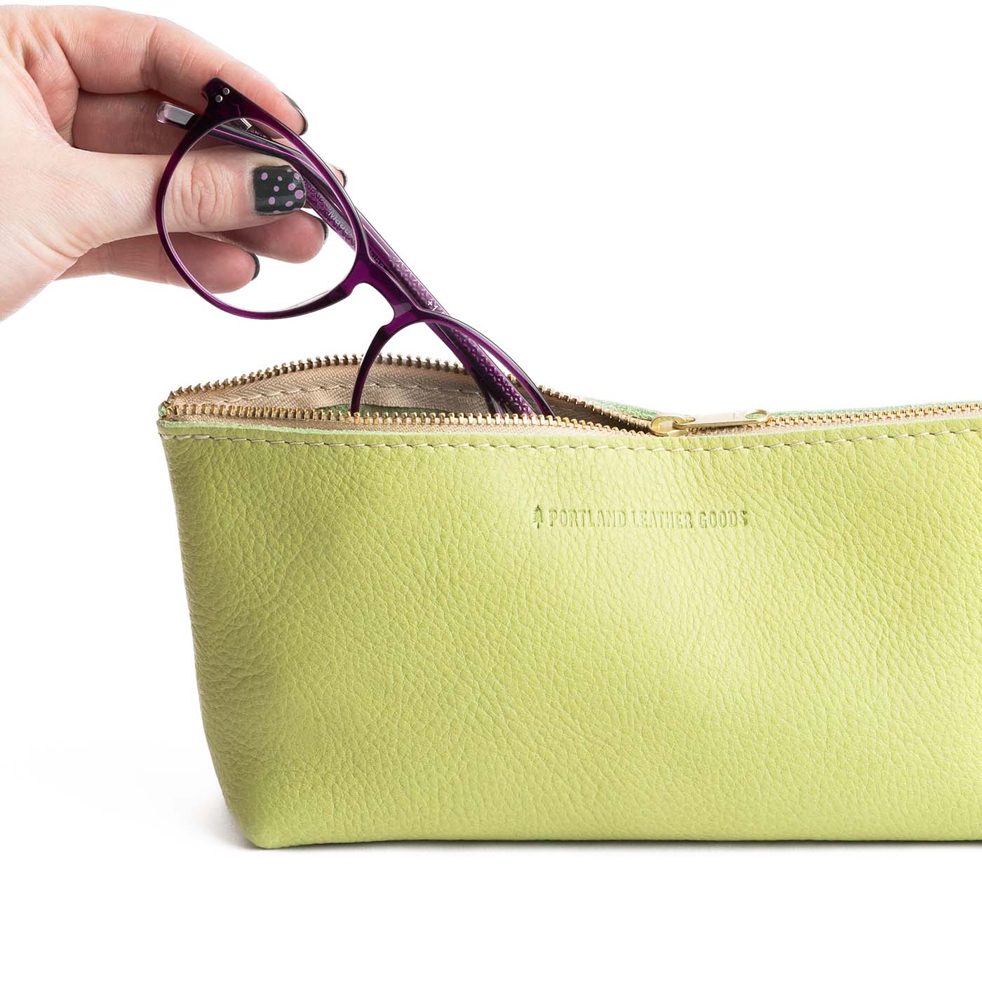 Sugar Snap | Leather utility bag pouch with top zipper