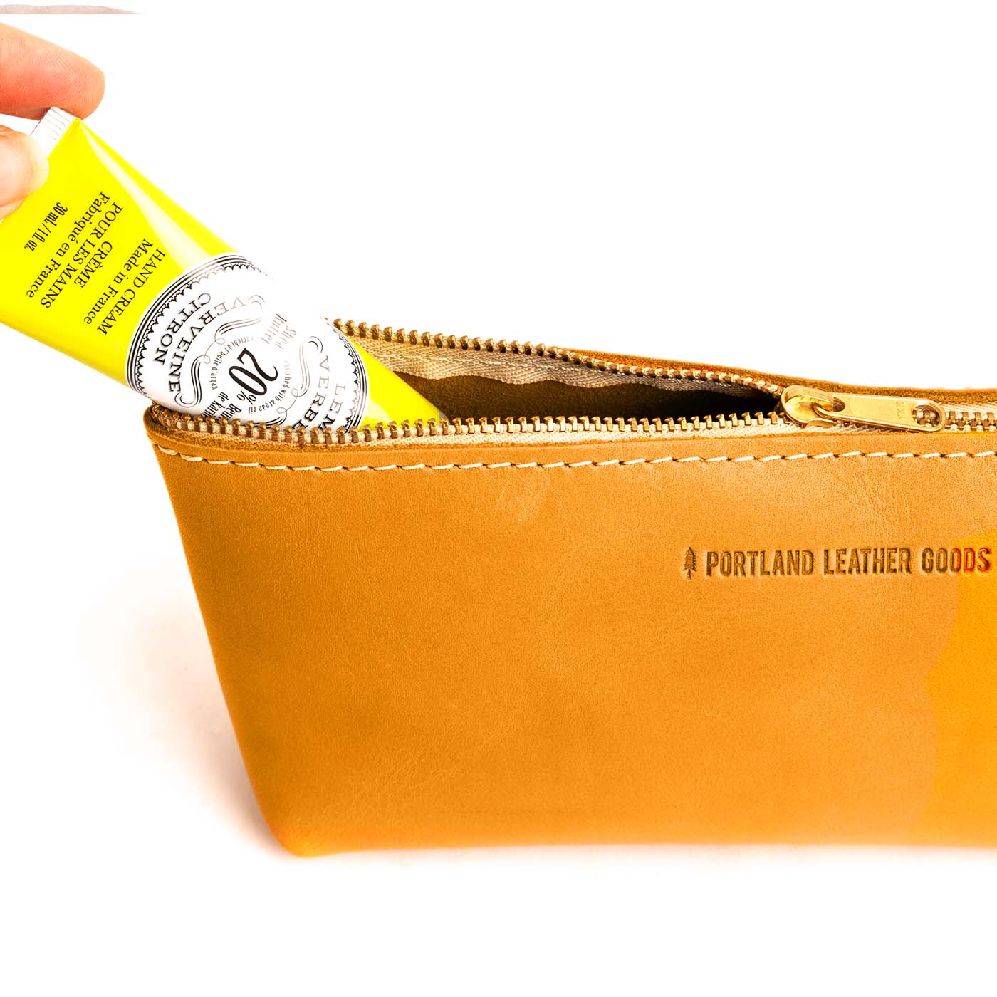 Sunflower | Leather utility bag pouch with top zipper