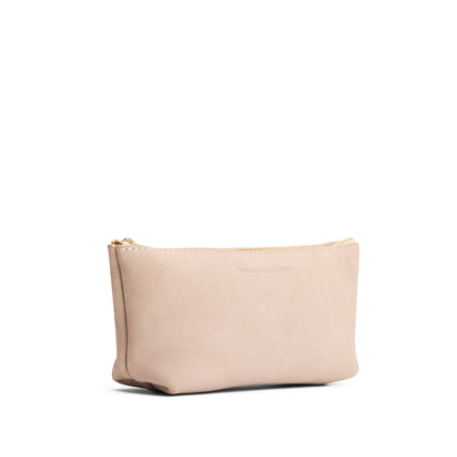 Taupe | Leather utility bag pouch with top zipper