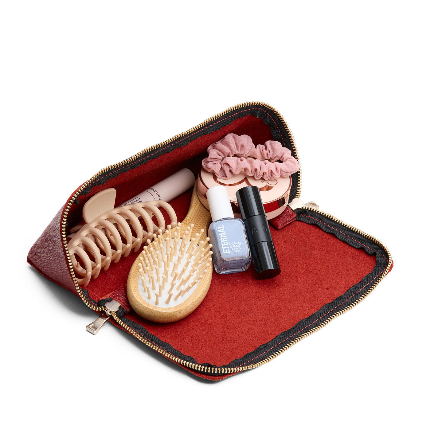 Chili Red | Triangular shaped pouch with extra long zipper
