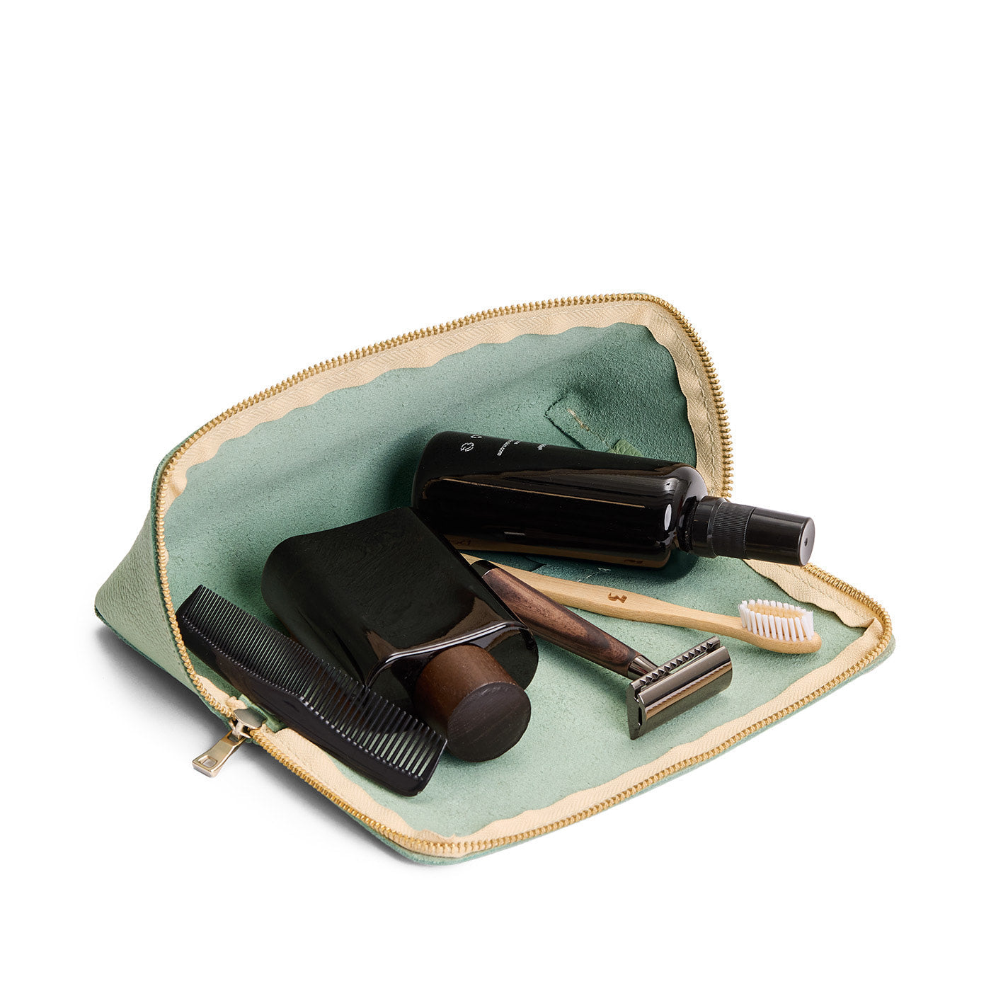 Pistachio | Triangular shaped pouch with extra long zipper