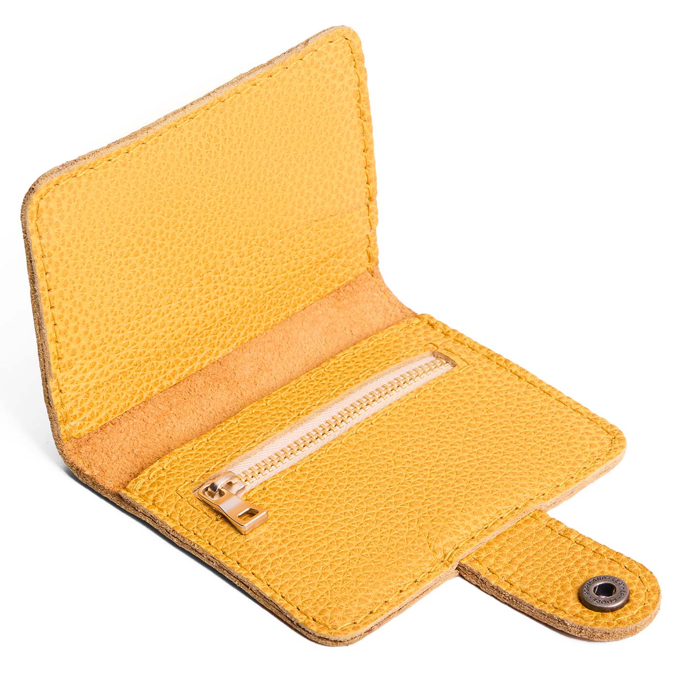 Sunshine | Small leather bifold wallet with snap open